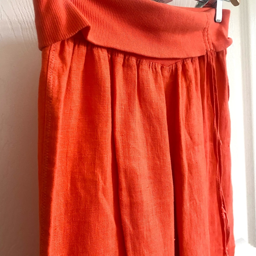 NWOT: 💯% Linen Wide-Leg Full Length Bebe Pants in Coral 🪸 Size XS